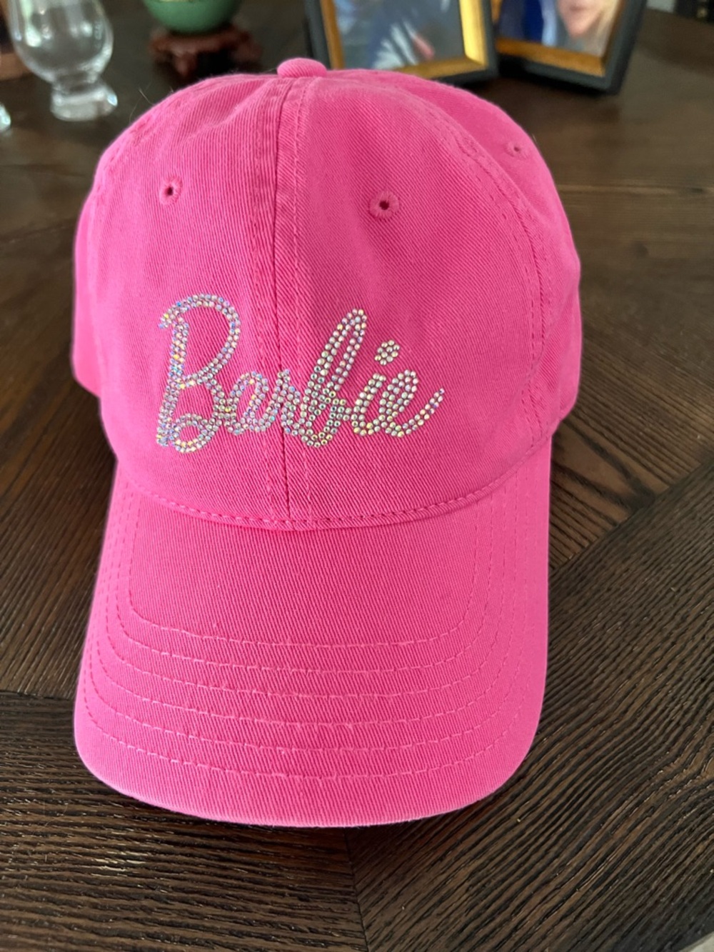 Bedazzled Barbie Hot Pink Crystal Logo Baseball Cap